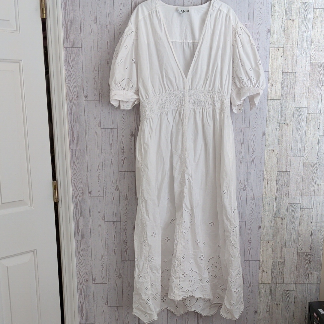 Ganni Broderie Anglaise Organic Cotton Midi